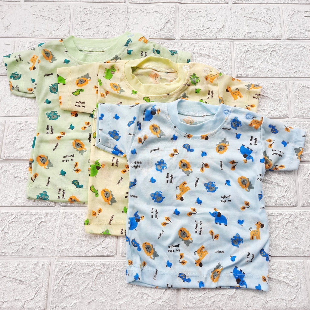 Baju Bayi Setelan Lengan Pendek Celana Panjang Kaos Oblong Anak Usia 3-12 Bulan Motif Animal