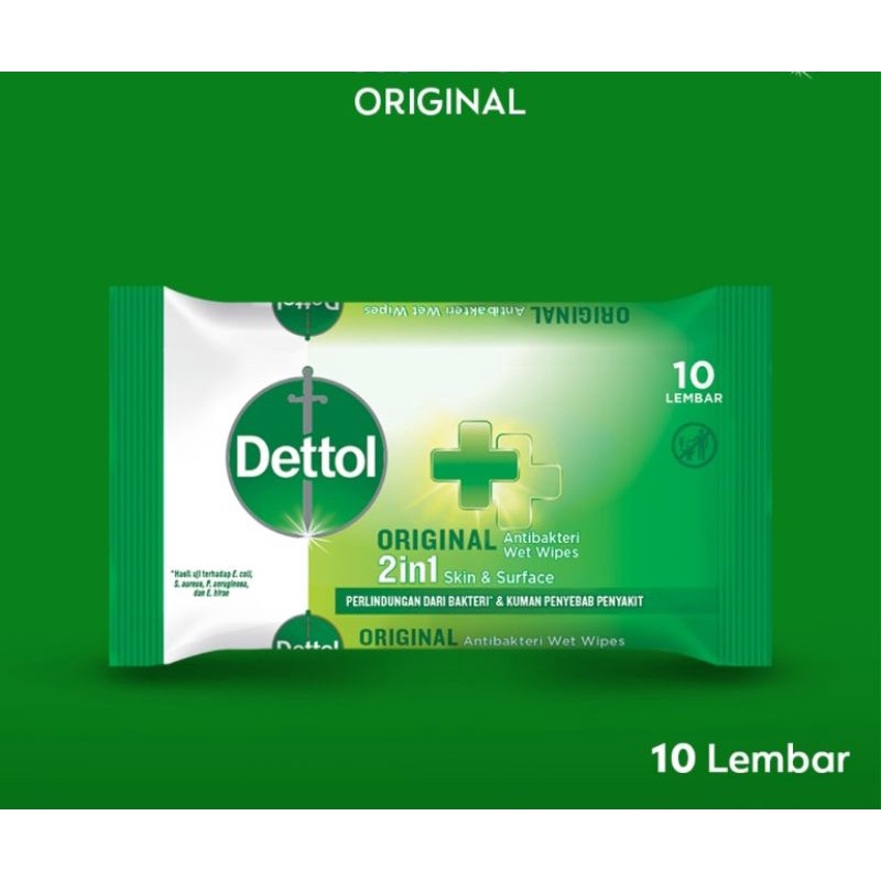 Dettol wipes 10s Tissue basah Isi 10 lembar