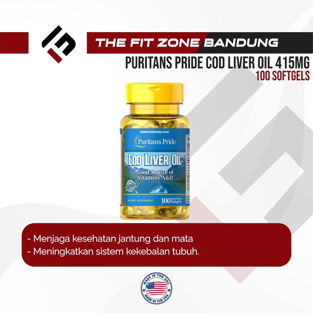 Puritans pride Cod Liver Oil 415 mg 100 softgels Puritans