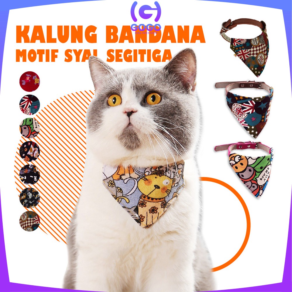 GOGO-C568 Kalung Bandana Slayer Kucing Anjing Motif Syal Segitiga / Kalung Scarf Anjing Kucing Kelinci Aksesoris Hewan Peliharaan