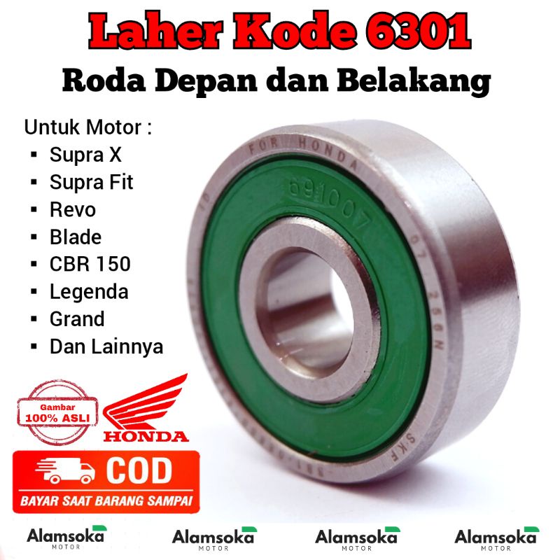Laher 6301 Roda Belakang Beat FI Supra X 125 CBR 150 Bearing Laher Roda Depan dan Belakang Supra X 1