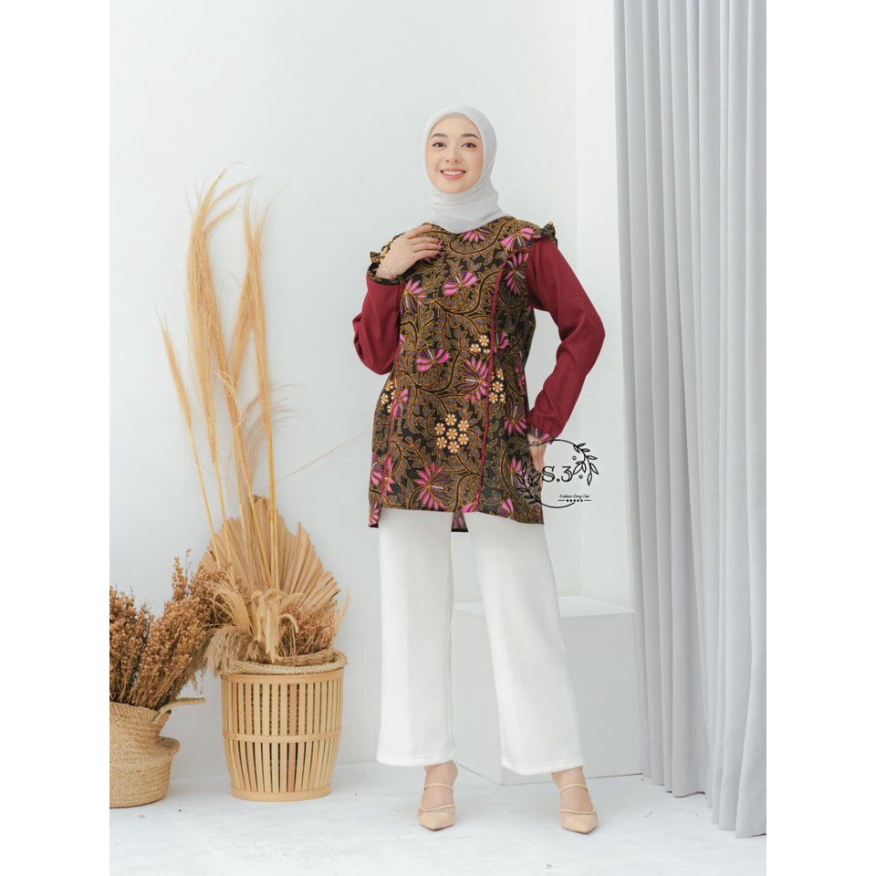 Batik alina Jayanti Blouse Baju Batik Wanita Modern Atasan Batik Kerja Wanita Tunik Batik Kantor M L XL XXL Seragam Batik