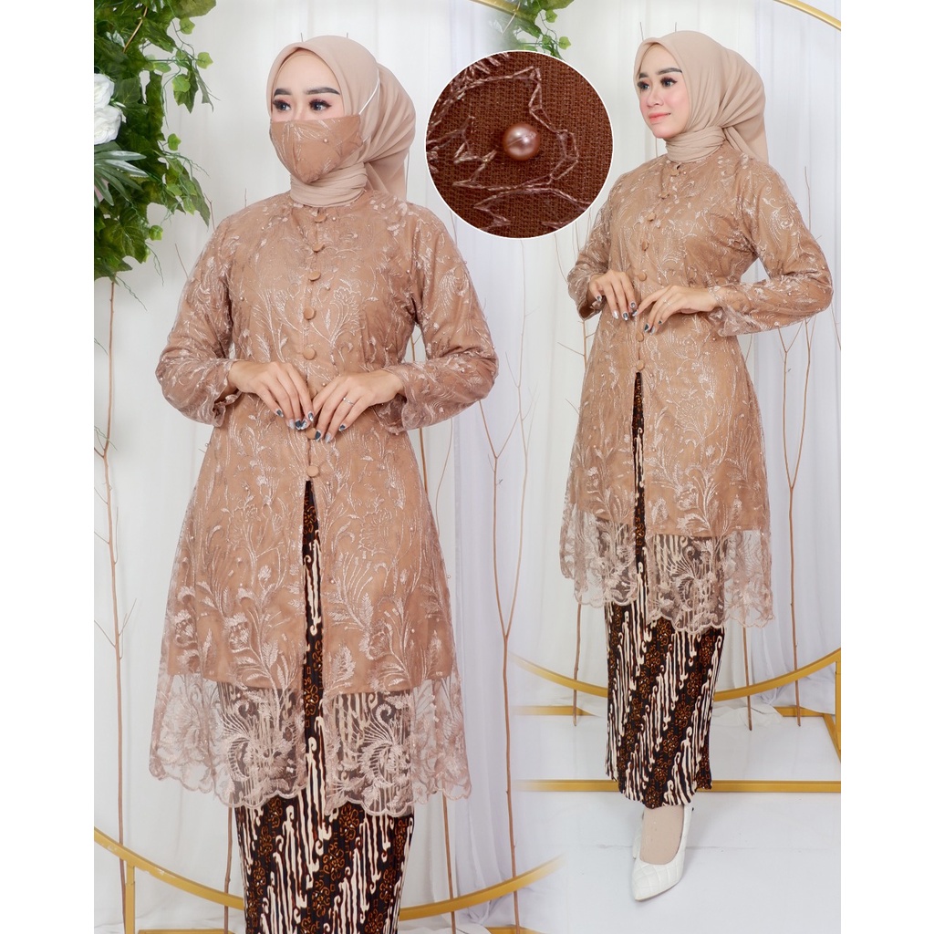 Set Kebaya Tunik Kancing depan Tunik Brokat Kebaya Modern Kebaya tile Kebaya