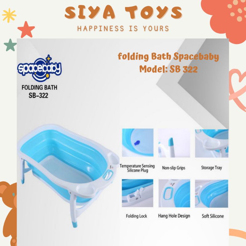 SIYA✨FREE BUBBLEWRAP BAK MANDI SPACEBABY FOLDING BATH SB 322 BISA DILIPAT BAK MANDI BAYI LIPAT SPACEBABY SB 322