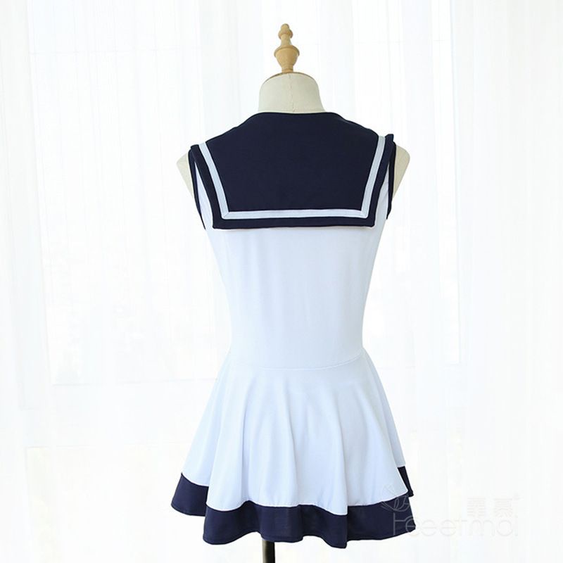 PREMIUM Terusan Seragam Sailor Sekolah Jepang Model Dress Putih Pita Cosplay Seifuku
