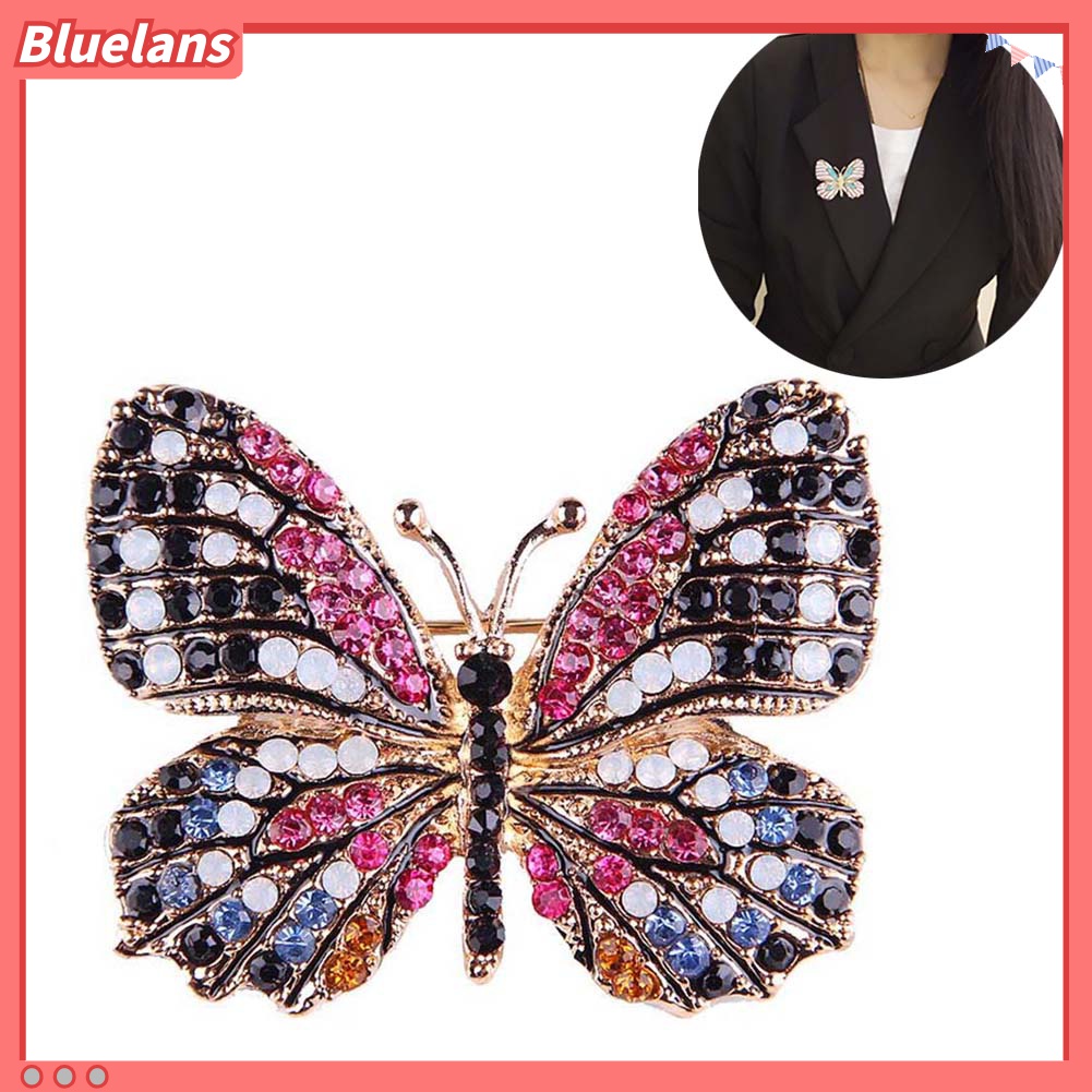 Bros Bentuk Kupu-Kupu Aksen Glitter Berlian Imitasi Warna-Warni Untuk Wanita
