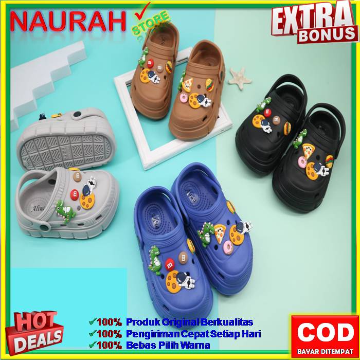 SANDAL ANAK ALINA E2022 A4 SENDAL FUJI VIRAL BAIM SANDAL BUAYA SANDAL KODOK 100% ORIGINAL KUALITAS IMPORT JELLY EVA RUBBER ANTI SLIP NYAMAN EMPUK LUCU