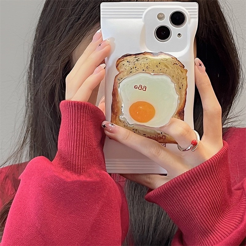 Soft Case Silikon Motif Kartun Telur Goreng Untuk iPhone 14 13 12 11 Pro Max X Xr Xs Max 8 7 6 6s Plus