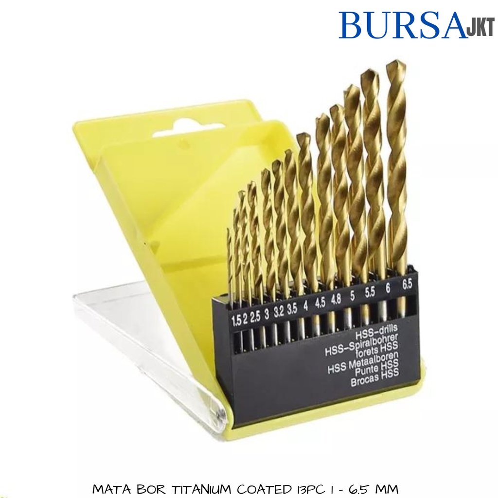 MATA BOR SET ISI 13 PC  HSS TITANIUM COATED 1.5 - 6.5 MM