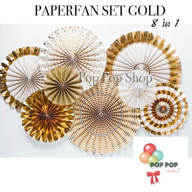 

Paper Fan Gold Set / Kertas Flower Set 8 in 1 Dekorasi