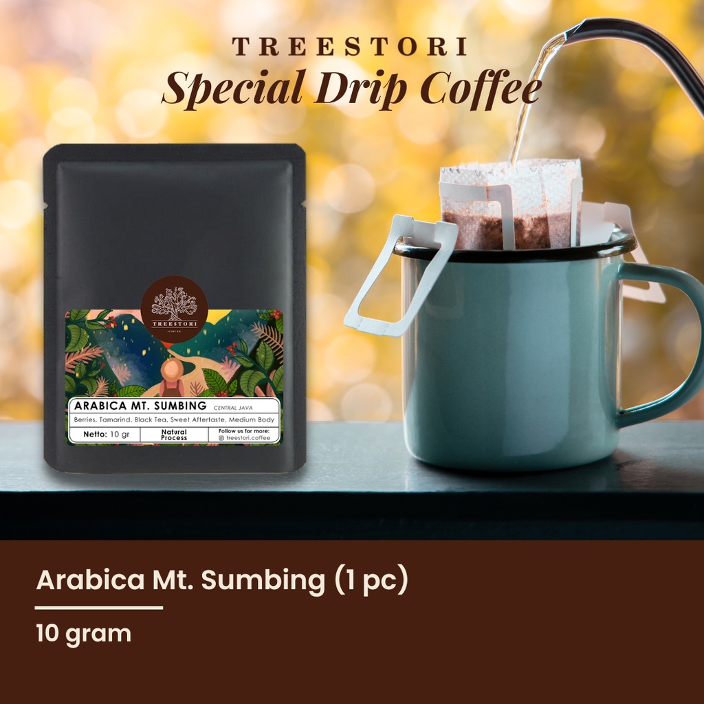 

Treestori Drip Bag / Filter Bag Coffee | Kopi Arabika Gn. Sumbing 1 pc