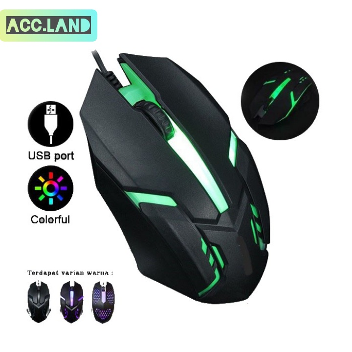 Mouse Cable  Colorful LED | Mouse Laptop PC WIRED Gaming #GARANSI3BULAN