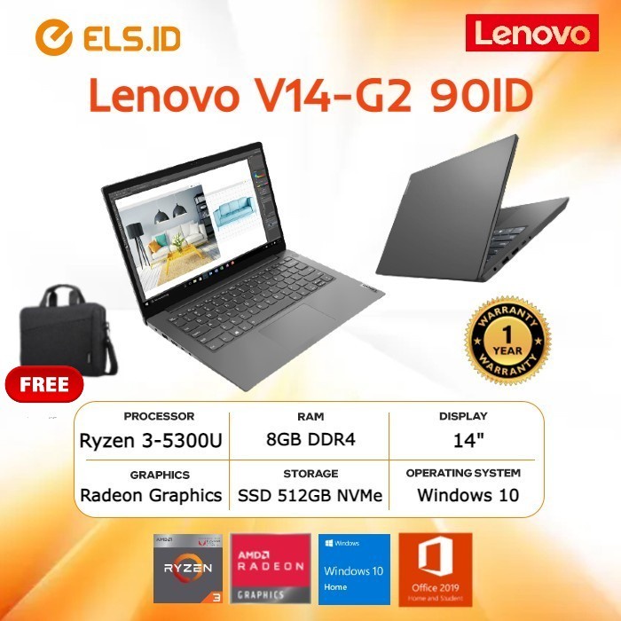 Laptop Lenovo V14-G2 90ID Ryzen 3-5300U 8GB SSD 512GB 14" W10+OHS