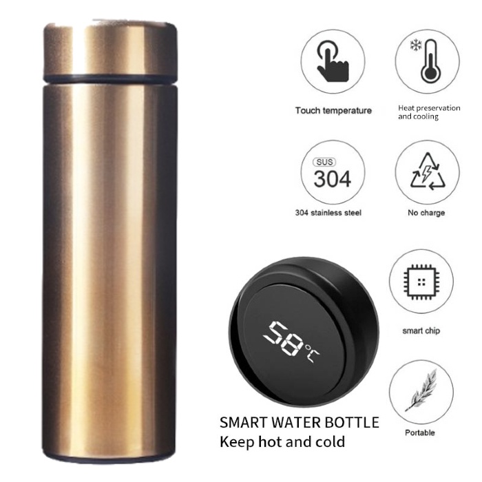 Termos Air Panas Mini stainless 500ml Tahan 24 Jam Suhu Ruangan LED Display Suhu Temperatur LED