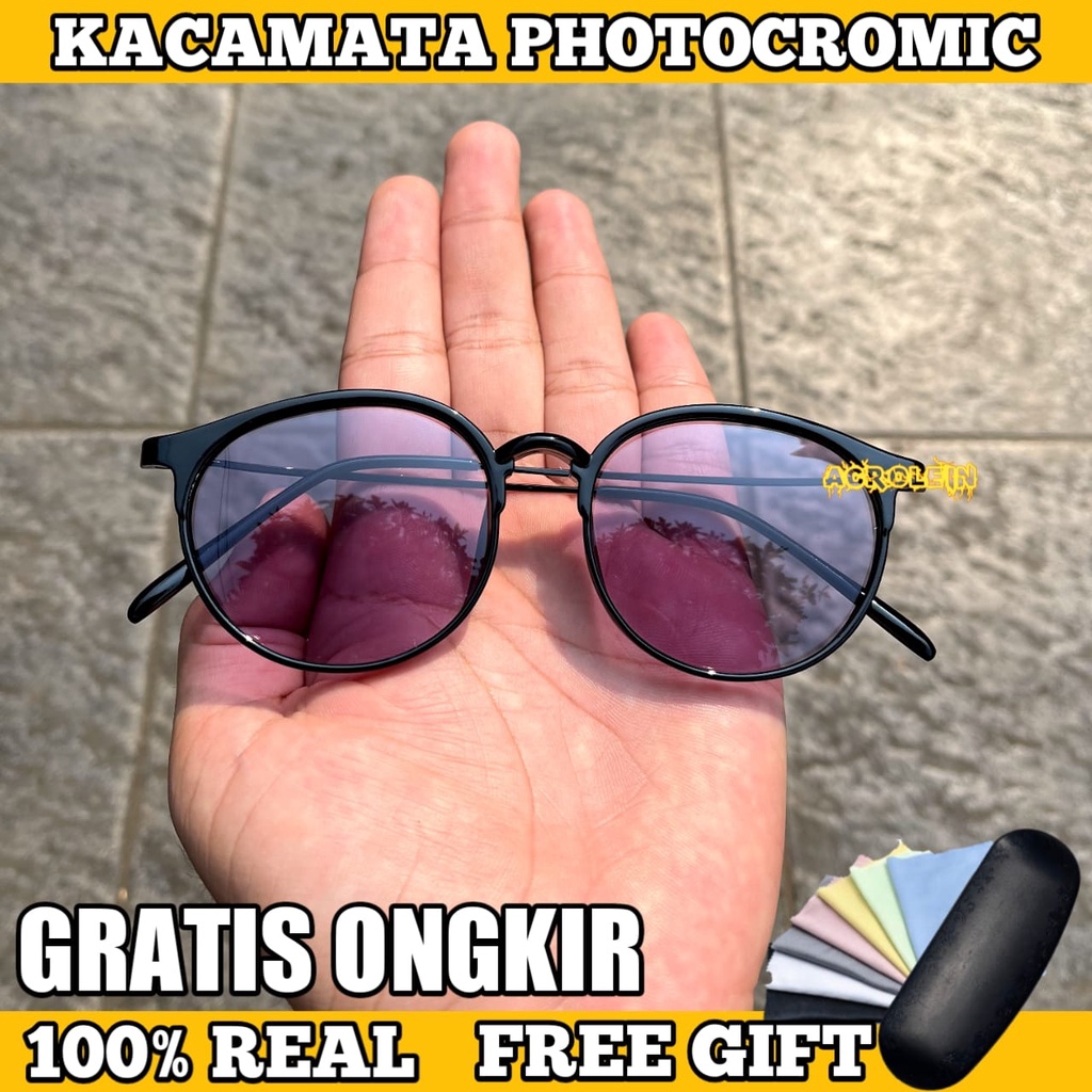 "PROMO" Fashion Kacamata Anti Radiasi PhGambar 1otocromic Wanita Pria Gaya photocromic 2 IN 1 2125