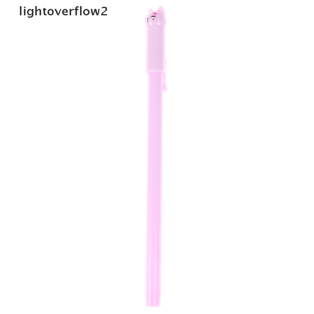 (lightoverflow2) 6pcs Pulpen Gel 0.5mm Bentuk Kucing Untuk Sekolah / Kantor