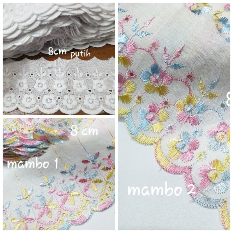 Renda Katun Lebar 8cm Per 1 Gulung +-13,5 meter