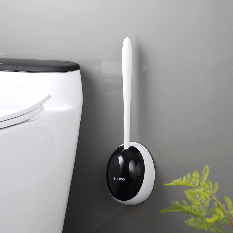 GSuV Ecoco Sikat Toilet Wc Silicone Brush Wall Mounted E2023 Black Or-i