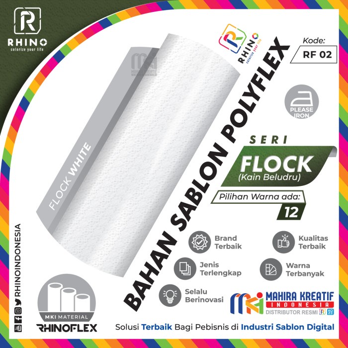 

Termurah Polyflex Korea / Poly Flex / Rhino Flock Putih