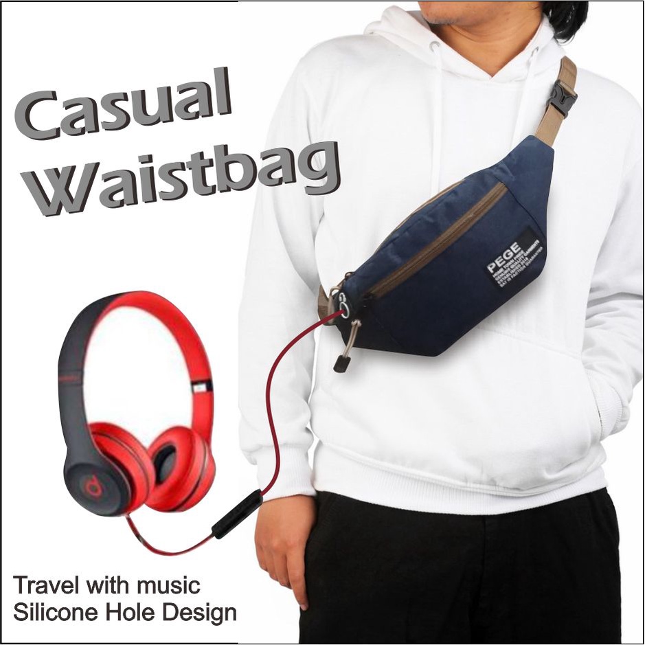Tas Selempang Model Waistbag Pria PEGE Keren Casual Bahan Tebal Bisa Untuk Tas pinggang - PG 8923