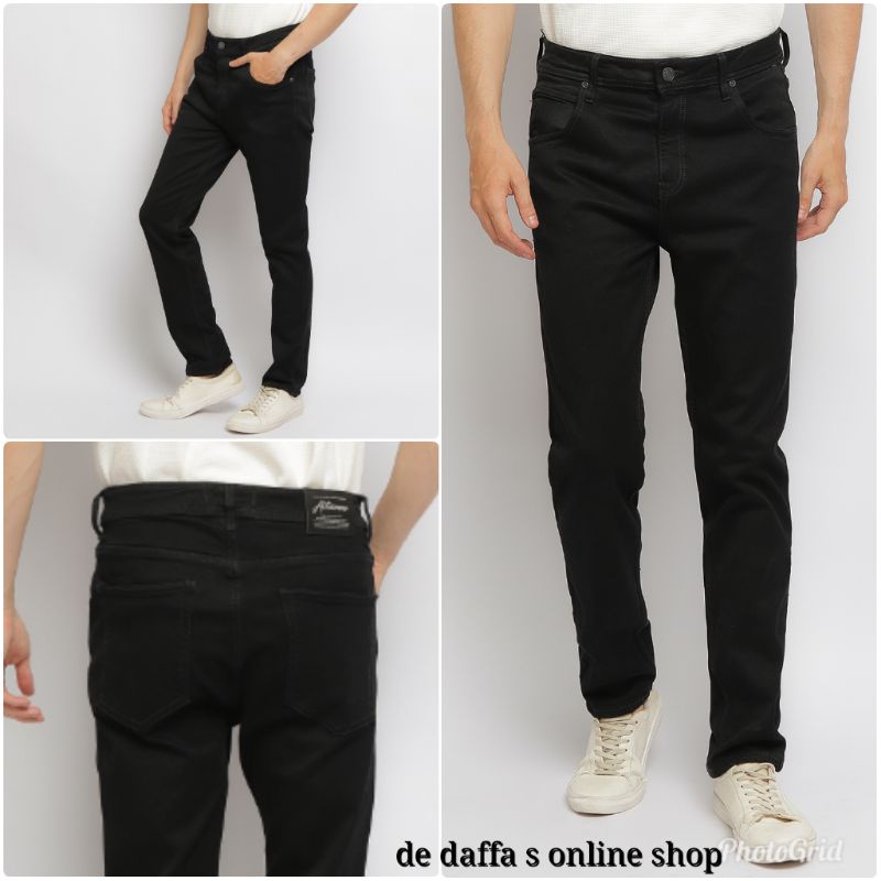 Best Seller - CELANA JEANS PRIA  PREMIUM STRETCH ALTISSIMO BASIC HITAM SLIM FIT