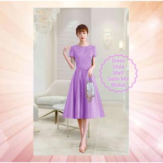 Dress Wanita Terbaru Midi Murah Berkualitas Matt Brokat Mix Satin Velvet/Dress Viola Size L &amp; XL Acara Natal dan Pesta Kondangan Terkini Korean Kekinian