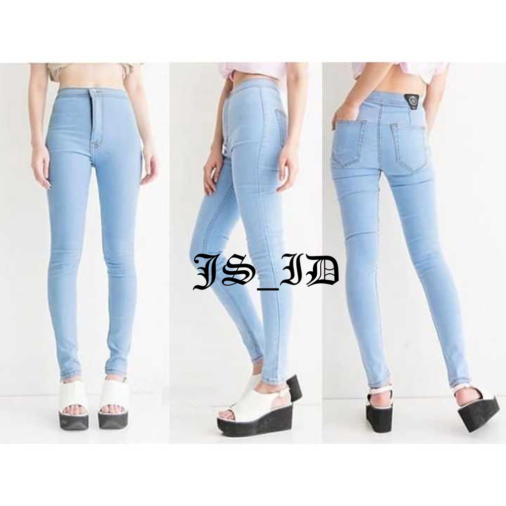 CELANA HIGHWAIST STRETCH JEANS POLOS WANITA PREMIUM