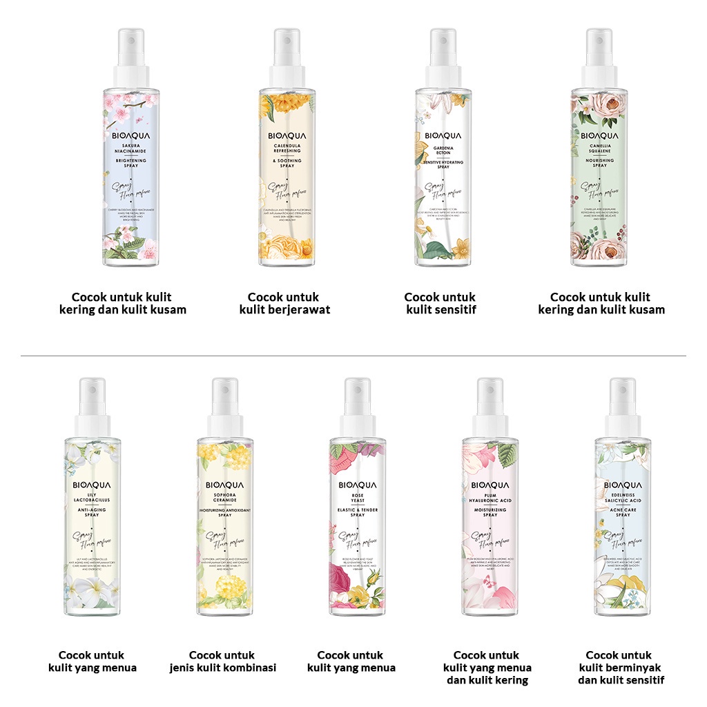 Hope Store - [ BPOM ] BIOAQUA Face Mist Spray Wajah Portable 150ml Hydrating / Brightening 9 Varian