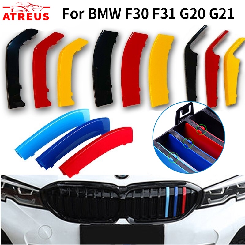 3 Pcs Strip Klip Trim Grill Mobil Balap BMW F30 F31 G20 G21 3 Series 2021 2020 2013-2019 M Power Bahan ABS