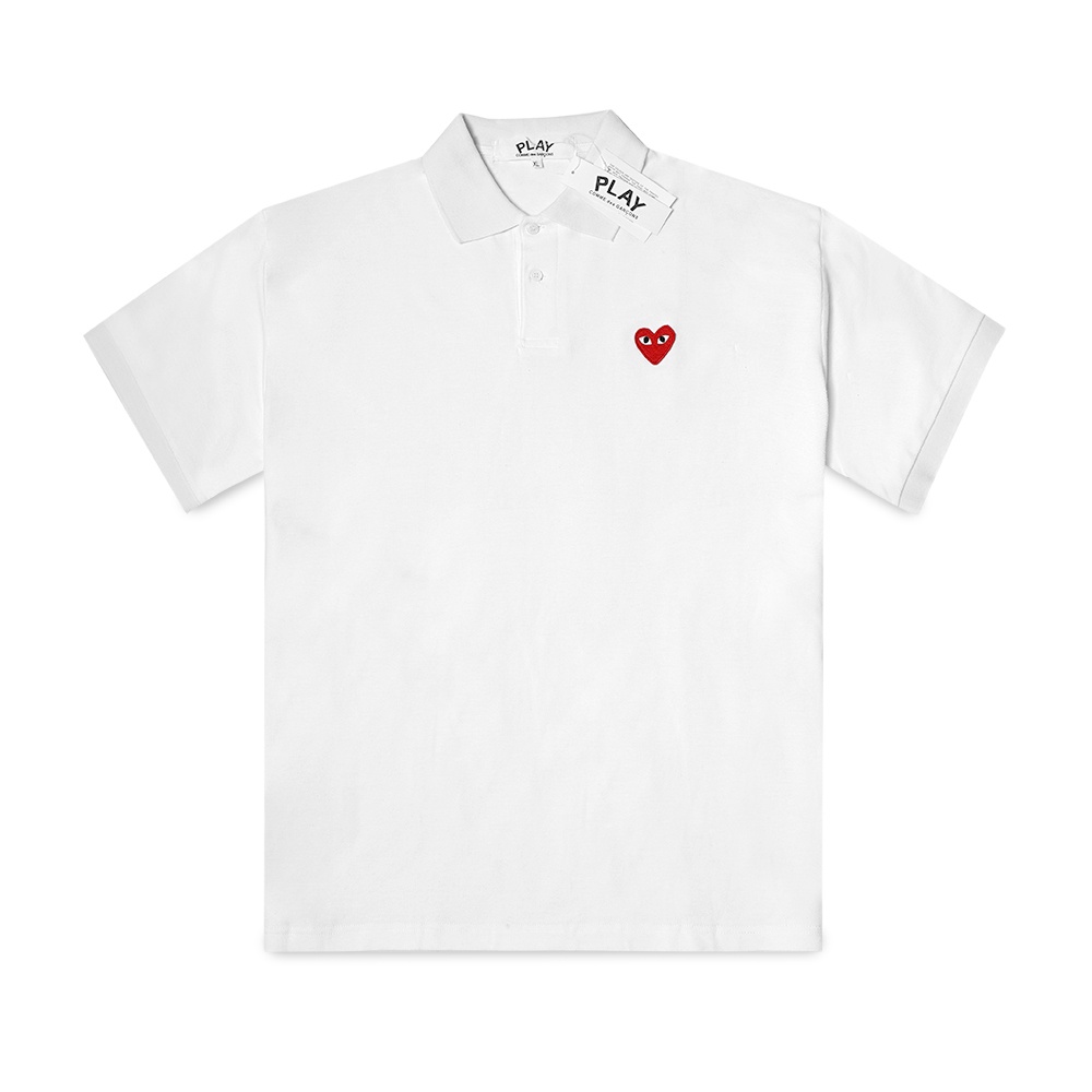 CDG Play Red Heart Polo Shirt Ivory White