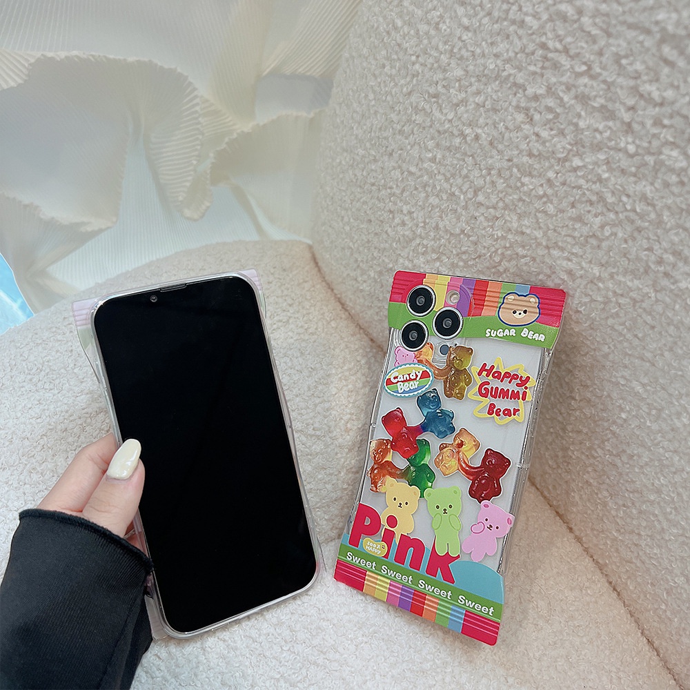 Case Pelindung Penuh Bentuk Permen Gummy Bear Snack Untuk Iphone 11 12 13 14 PLUS PRO MAX