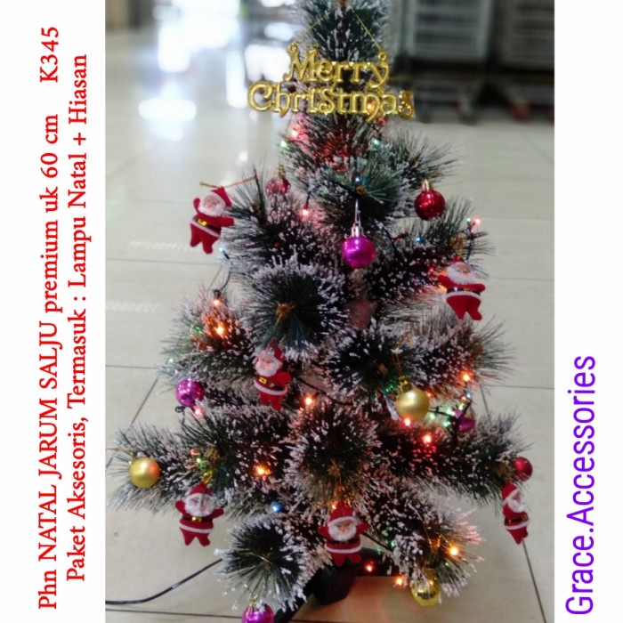 POHON NATAL 60 CM PAKET AKSESORIS LAMPU POHON NATAL KECIL MINI MEJA