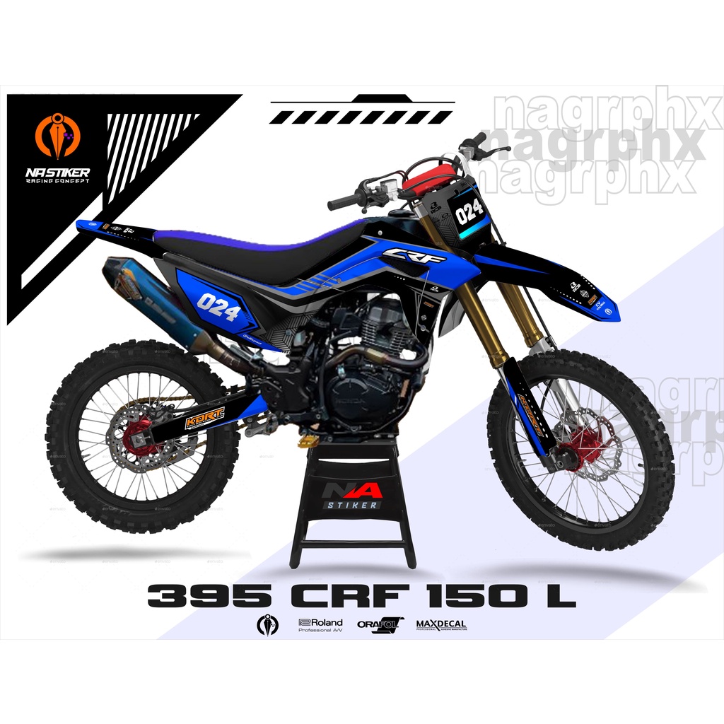 DECAL HONDA CRF 150L FULL BODY BIRU- decal stiker crf 150 L custom full body free request CRF-395