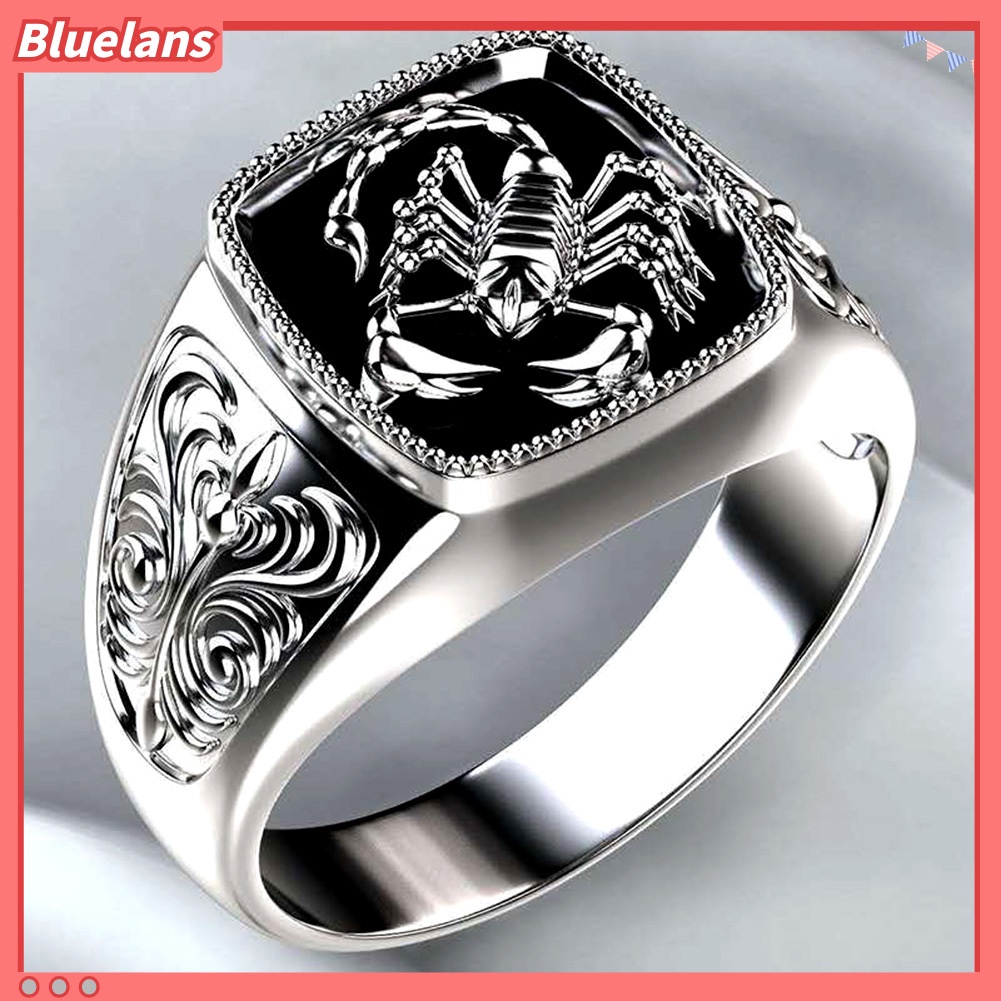 Bluelans Men Scorpion Engraved Alloy Wide Finger Ring Birthday Club Party Jewelry Gift