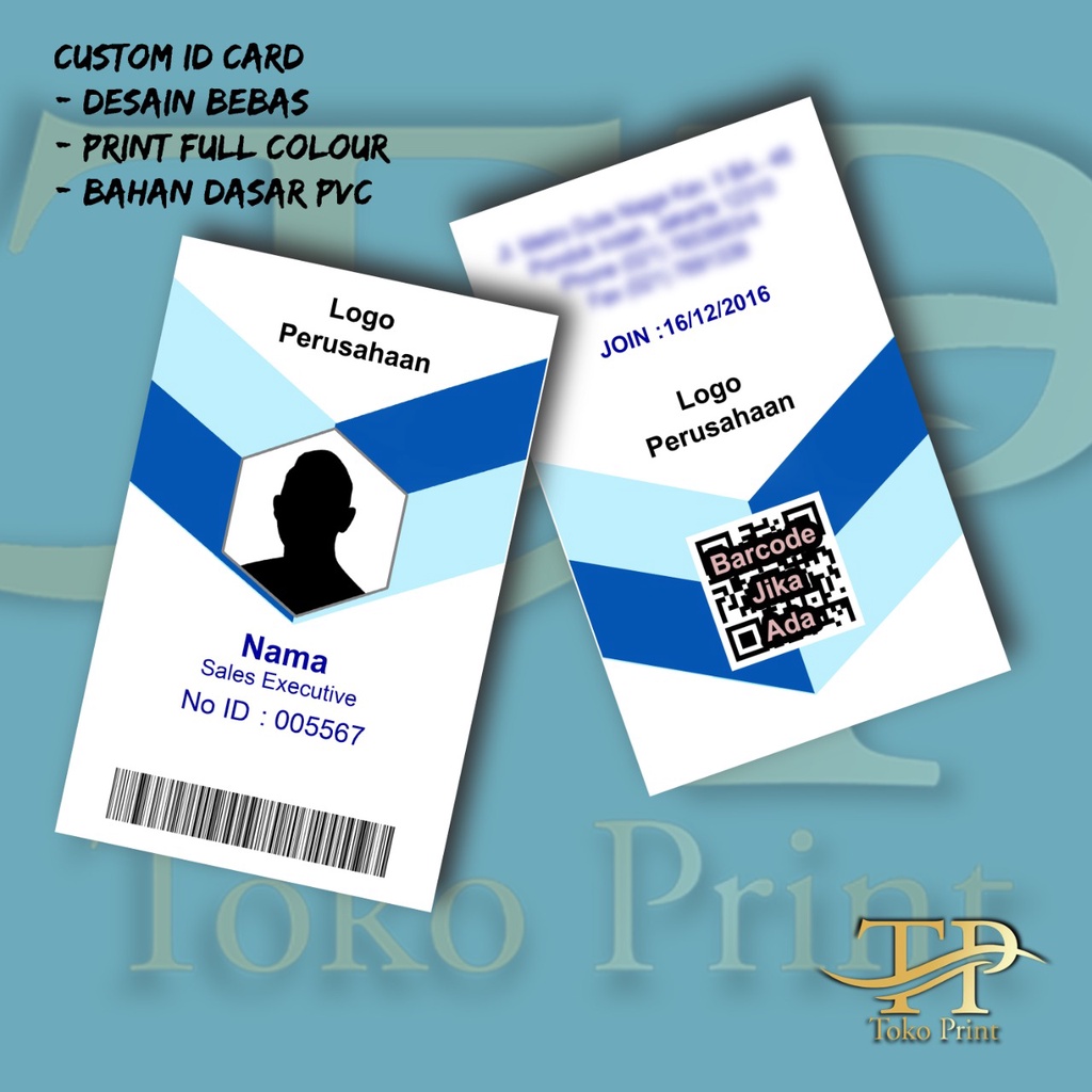 Jual Custom Cetak Id Card Pvc Premium Kartu Member Kartu Anggota Kartu