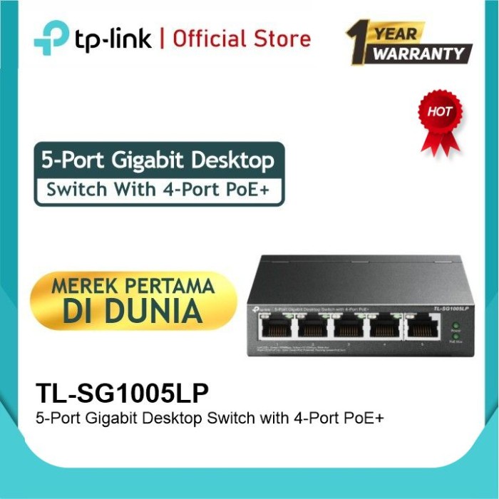 Tp-Link Tl-Sg1005Lp 5-Port Gigabit Desktop Switch With 4-Port Poe +