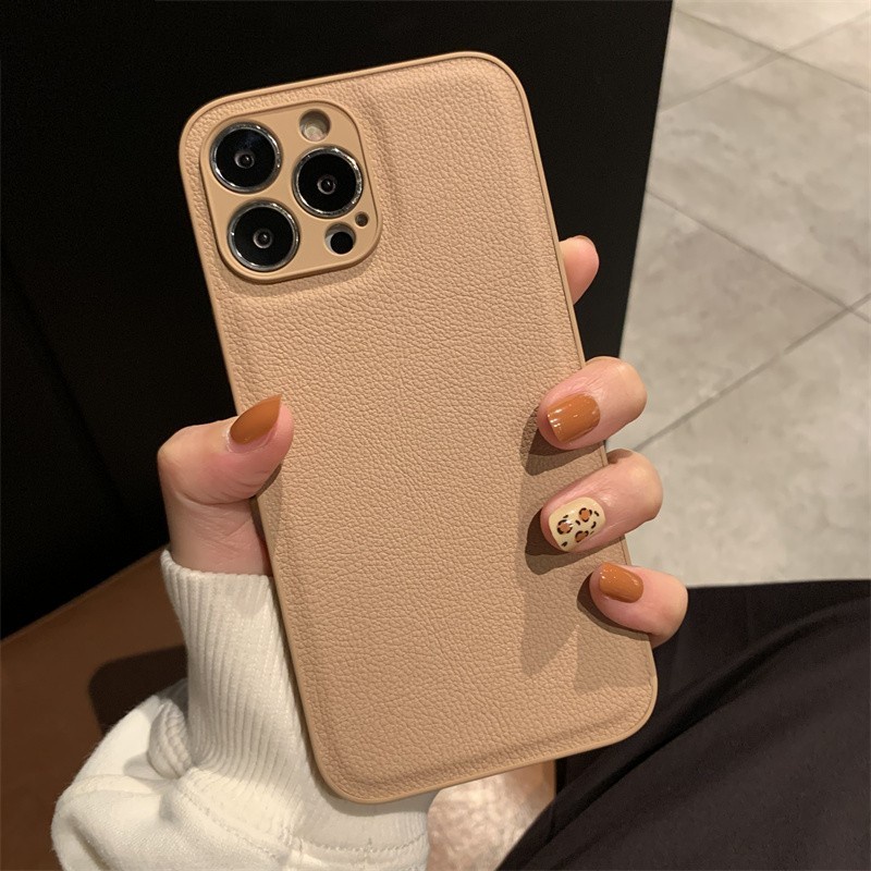 Soft Case Bahan Kulit Untuk iPhone 14 13 12 Pro Max 14 Plus