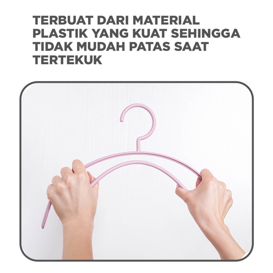 Anti Slip Hanger Gantungan Baju Plastik Lentur Pakaian Cloth Hanger Laundry Warna Pastel 1pc - BUM