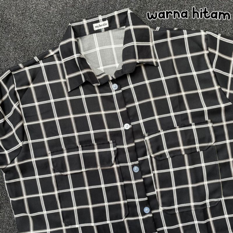KEMEJA POCKET MOTIF KOTAK-KOTAK BIG SIZE OVERSIZE JUMBO LD 130CM KOREAN STYLE MURAH