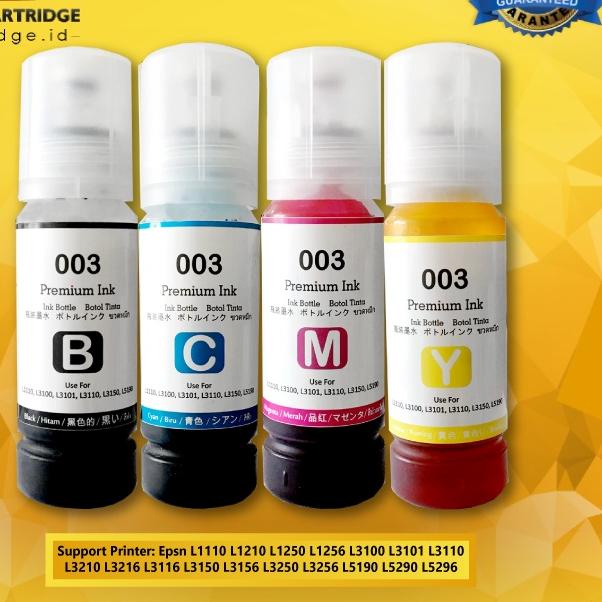 Stok terbaru Tinta Premium Ink 003 Compatible 1 SET 4 warna refill printer epson L1110 L3110 L3150 1