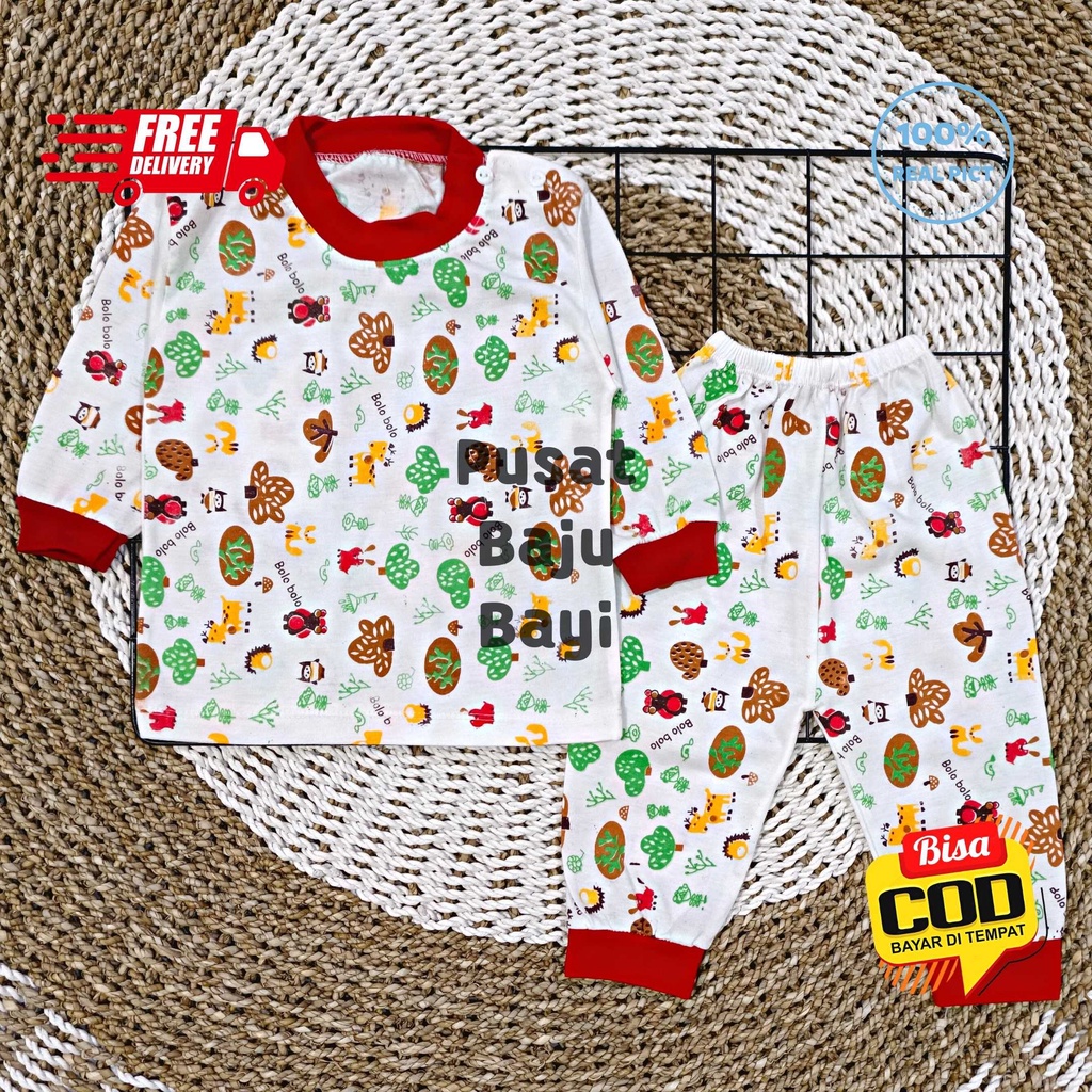 Setelan Baju Bayi Panjang 3 - 12 Bulan merk SNI BOLO - BOLO motif ANIMAL DAN POHON