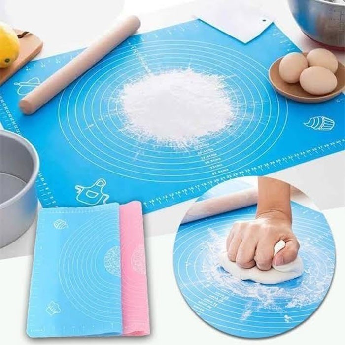 Alas Adonan SIlikon Kue Roti Pizza 30x40 cm Cetakan Talenan Cake Piza Silicone Fondant Mat Rolling Tatakan Baking Roti