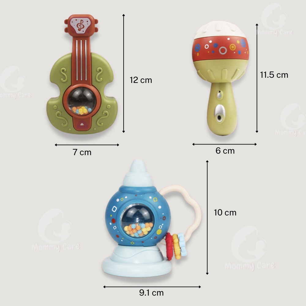 MOMMYCARE MAINAN RATTLE TEETHER BENTUK GITAR KARTUN UNTUK EDUKASI DINI BAYI NEWBORN