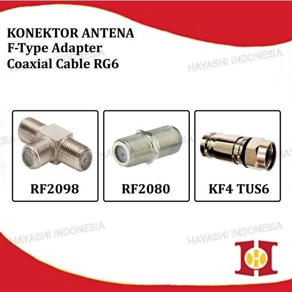 Connector Konektor Jack F Drat Paralel Sambungan T  Cabang Antena TV-10pcs