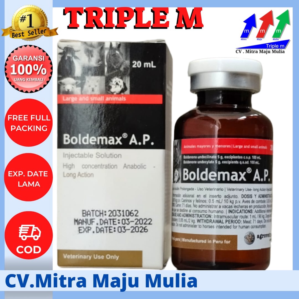 Jual Boldemax Ap Ml Triple M Obat Penggemuk Sapi Kambing Kuda