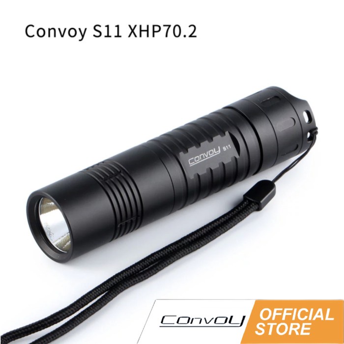 Senter Convoy S11 With XHP70.2 LED 26650 flashlight 4 modes / 12 group - Hitam