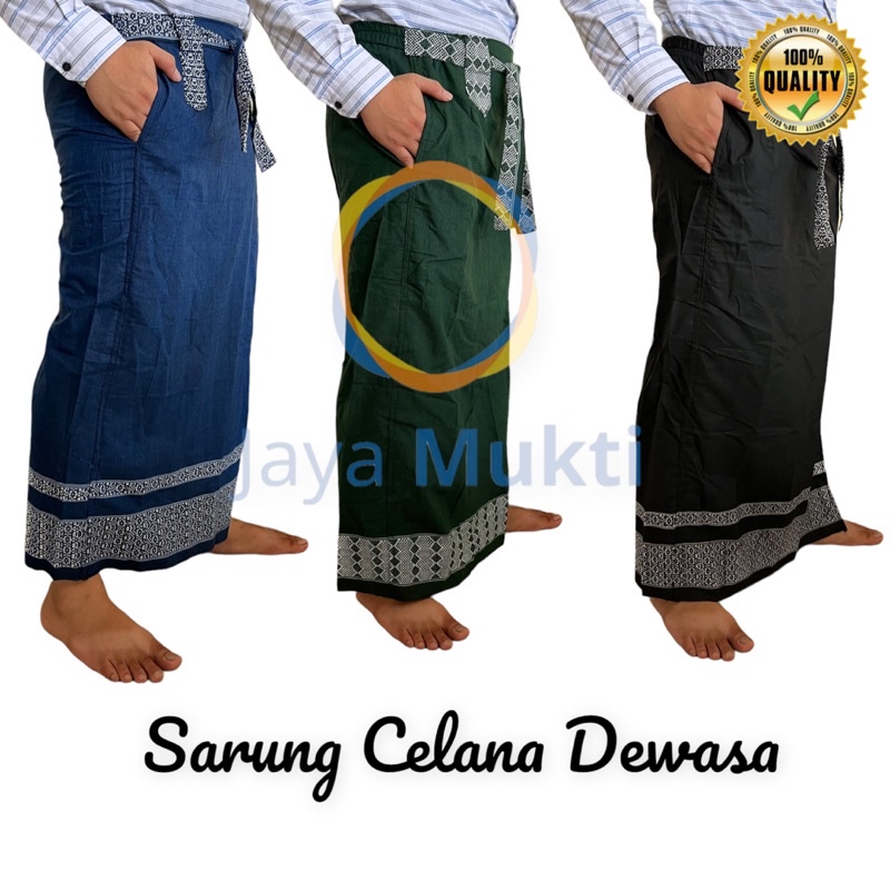 SARUNG CELANA DEWASA MOTIF DOBBY SABUK POLOS WARNA