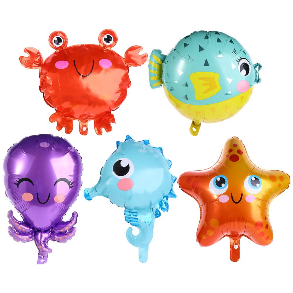 [Elegan] Balon Foil 1pcs Kuda Laut, Crab Aluminium Foil Mainan Anak Hadiah Hari Anak Perlengkapan Pesta