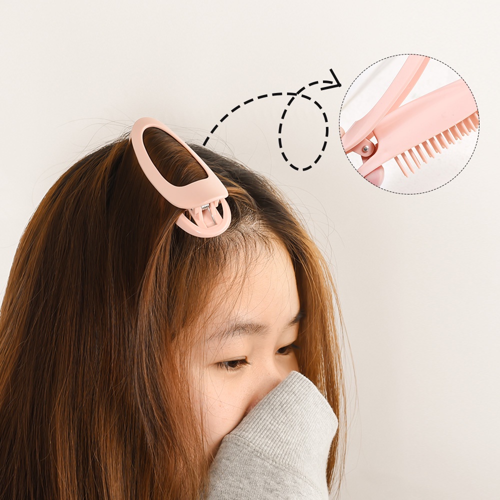 Klip Penjepit Rambut Poni Volume Keriting Fluffy Warna Pink Untuk Wanita