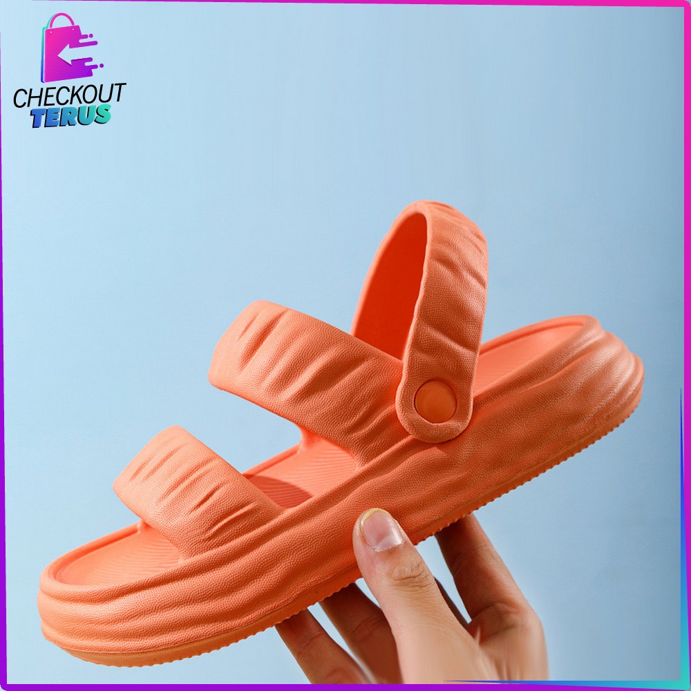 CT S49 Sandal Jelly Wanita Bahan EVA Anti Slip Elastis Selop Rumahan Couple Slipper Soft Empuk Elastic Import